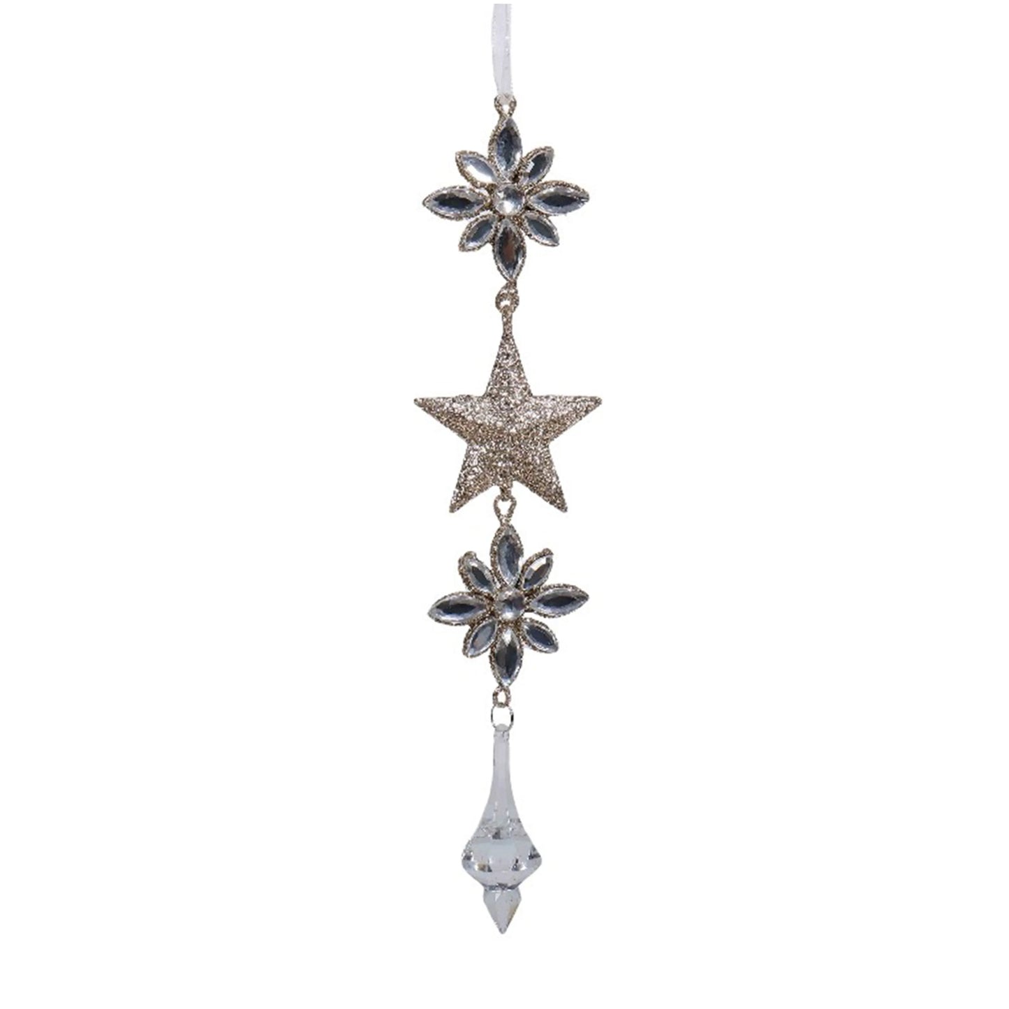 Clear Silver Gold Star Drop