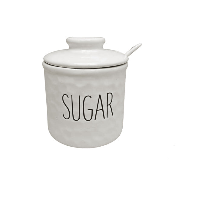 Spade White Ceramic Sugar Jar