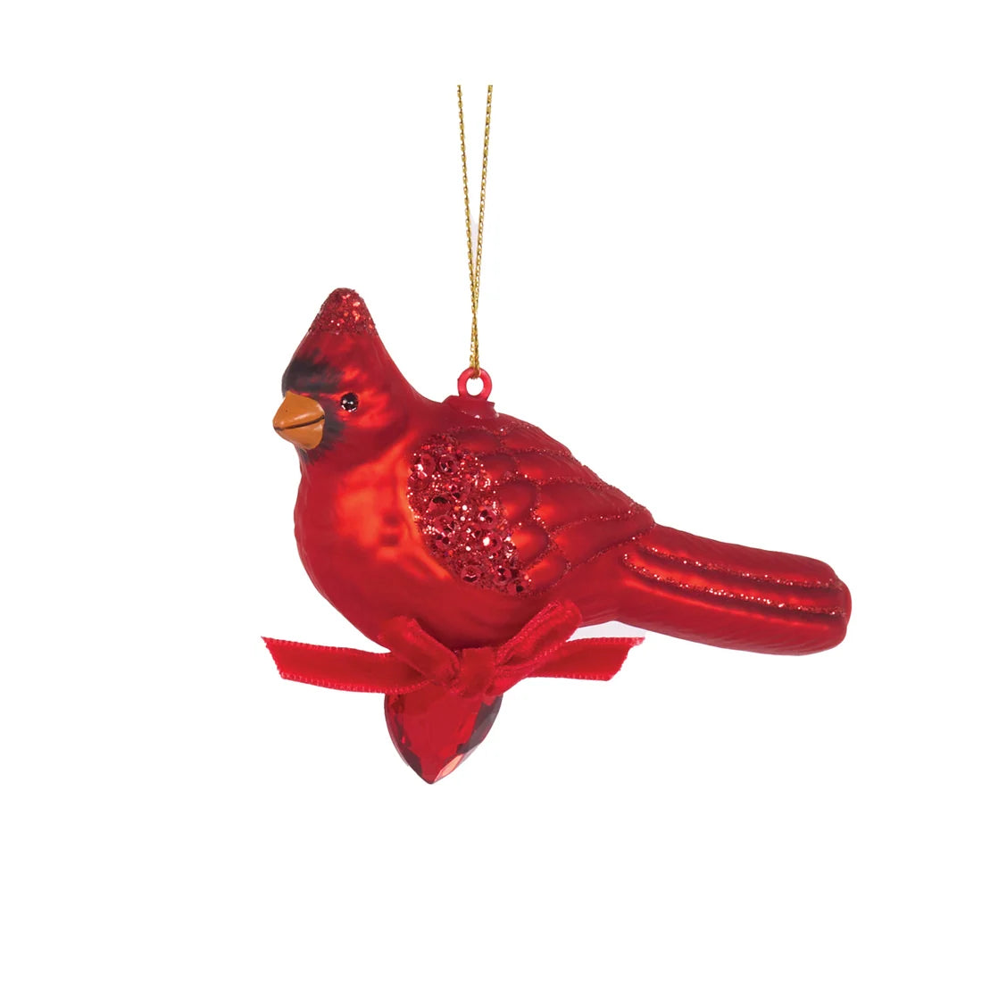 Glass Red Cardinal Hanging Decoration