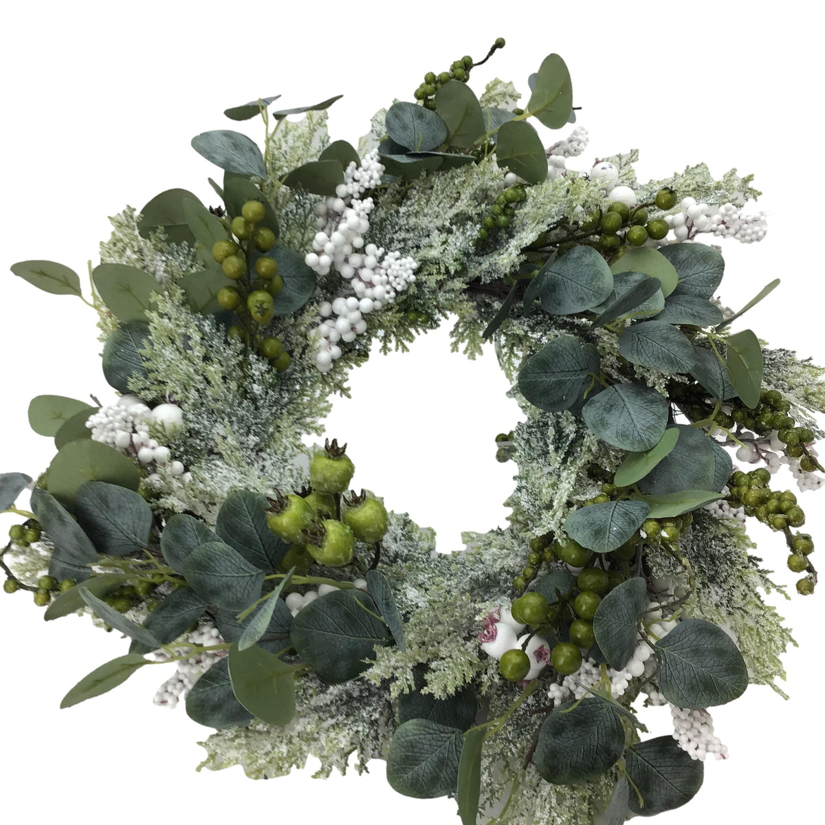 White Green Berry Wreath 50cm