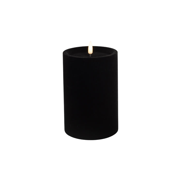 Luxe Velvet Led Candle Black Medium
