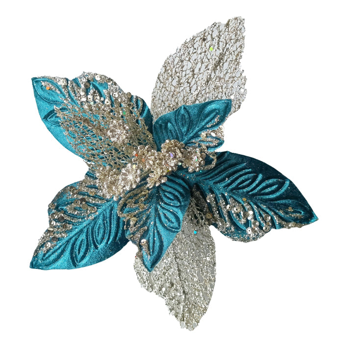 Poinsettia Peacock Champagne Skeleton
