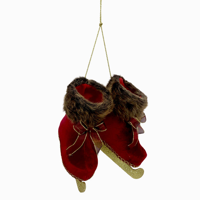 Fabric Ice Skates Burgundy and Brown