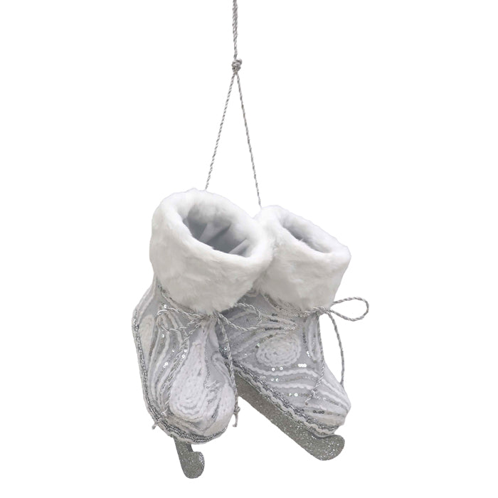 Fabric Ice Skates Silver and White