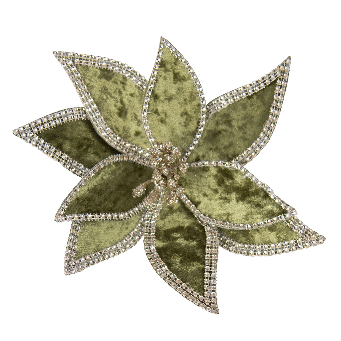 Poinsettia Sage Braid Edge Clip on