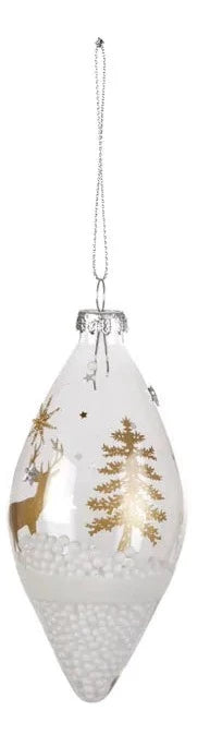 White/Gold Glass Long Drop Reindeer