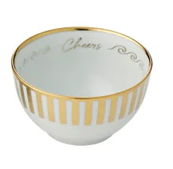 Soire Bowl Ceramic Gold & White Cheers 11x6cm
