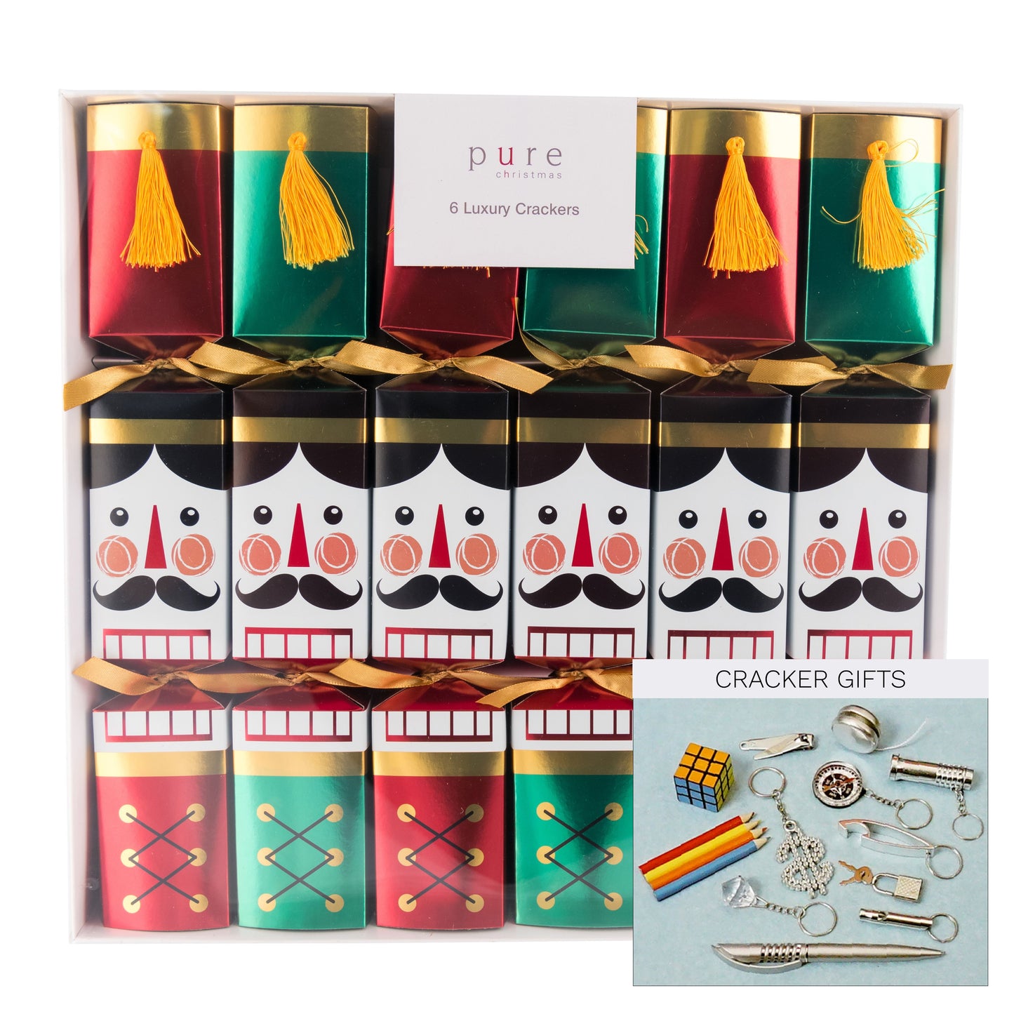 Luxury Cracker Box 6 Green Red Nutcracke