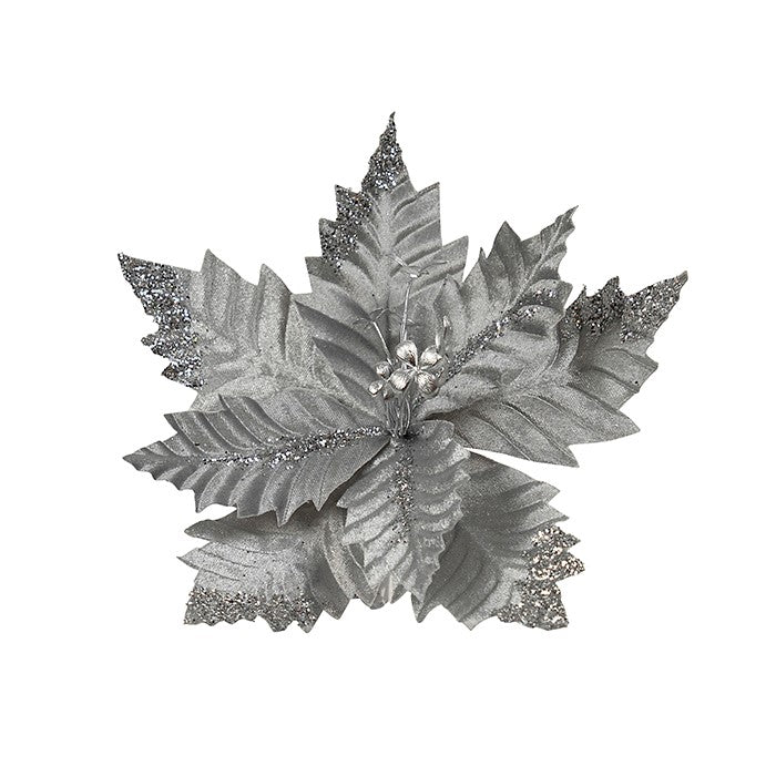 Poinsettia Ribbed Shiny Silver 31 cm