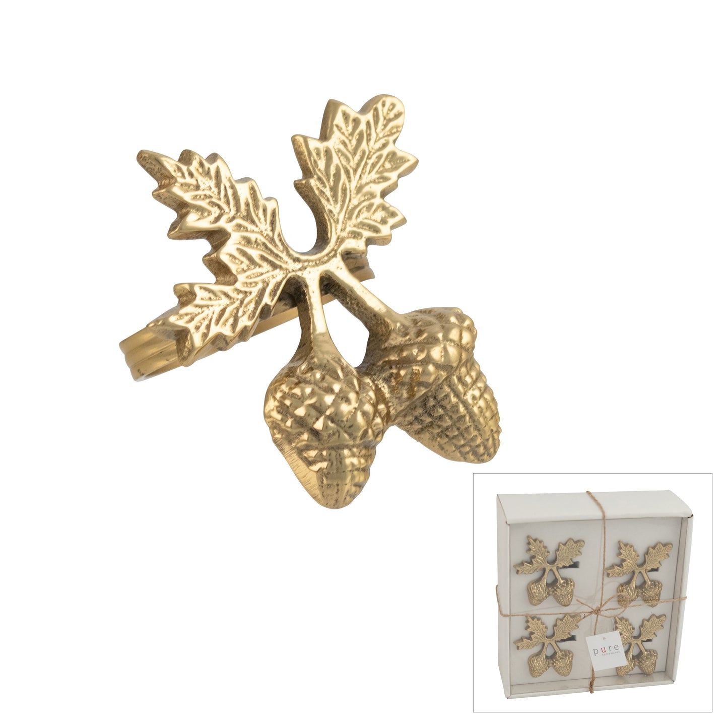 Julian Accorn Napkin Ring Gold Set 4