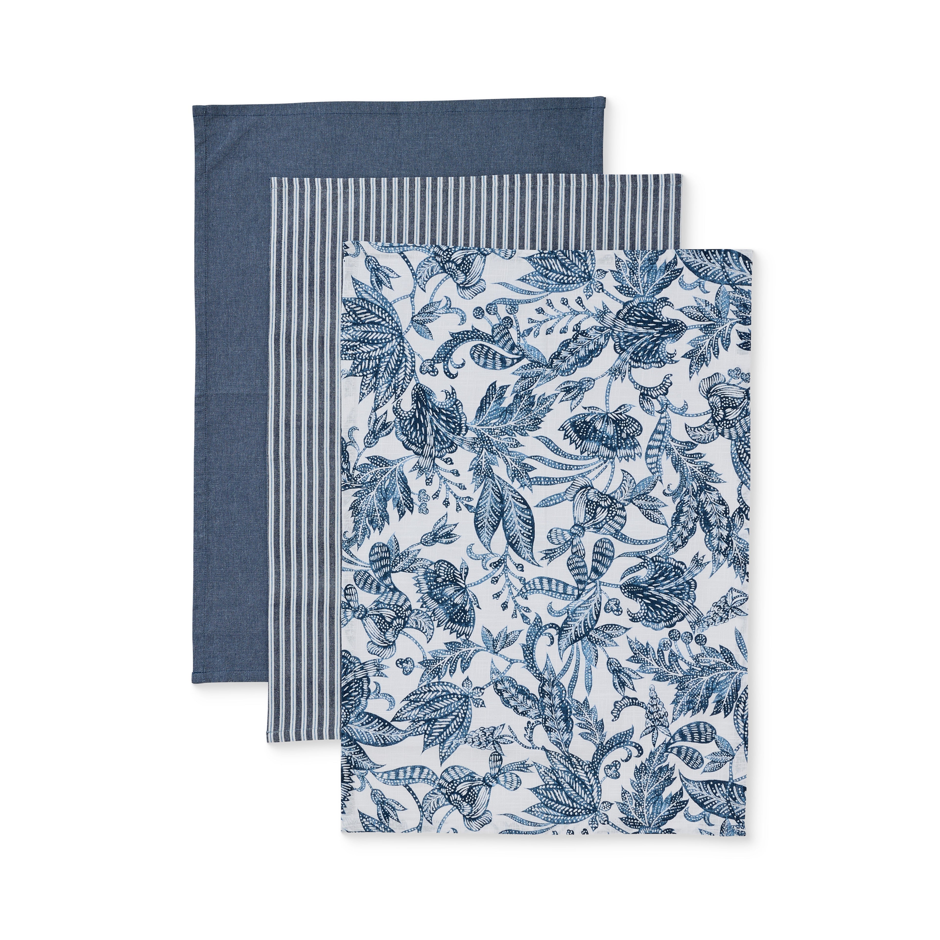 Samara Dark Blue Tea Towel Pack 3