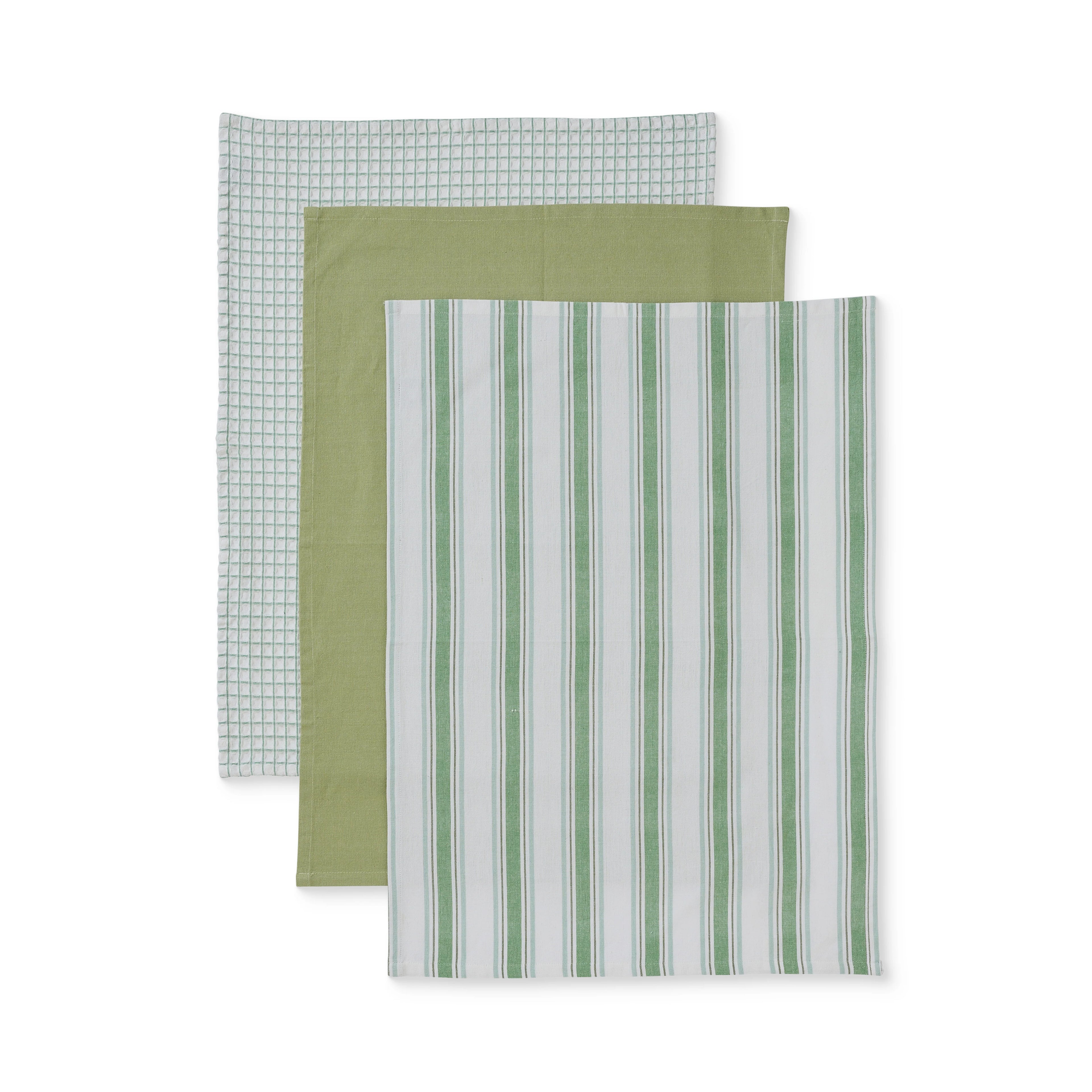 Woven Blue and Green Tea Towel Pack 3