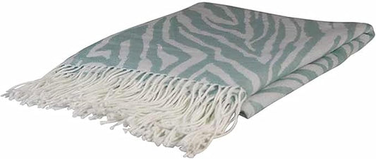 Zebra Aqua Jacquard Throw 130x150cm