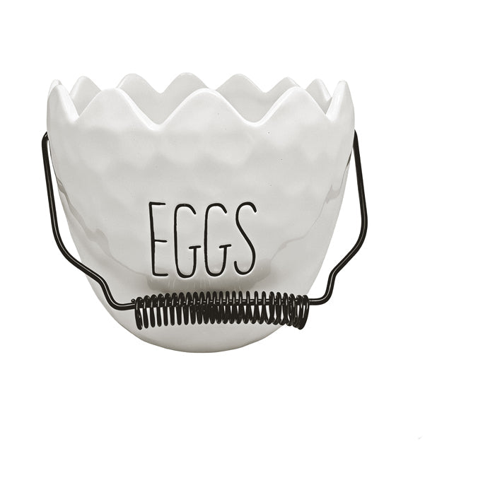 White Spade Ceramic Egg Basket