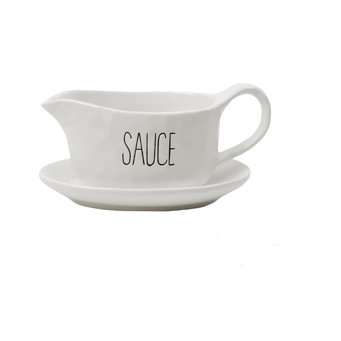 Spade White Ceramic Sauce Jug