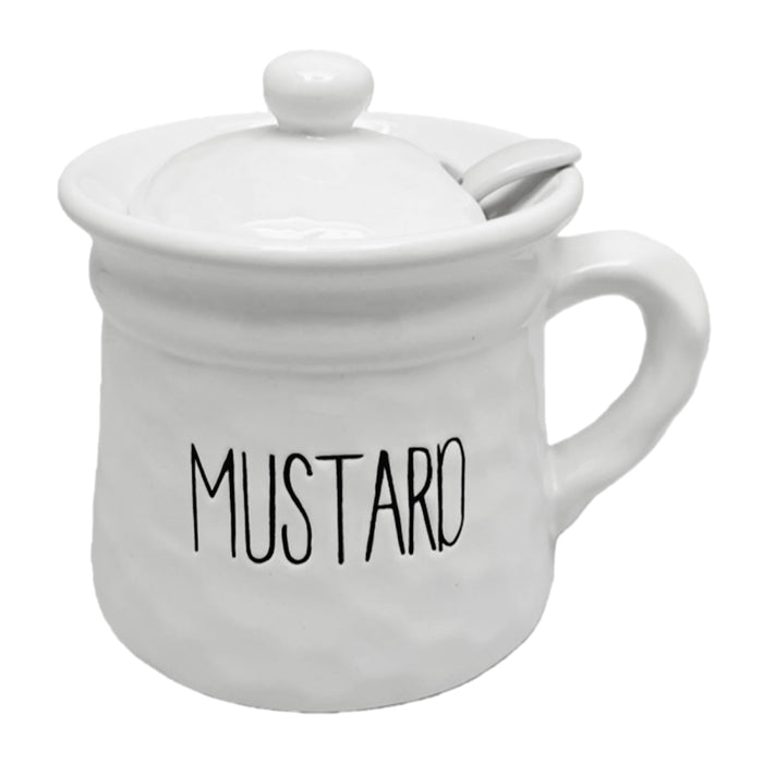 Spade White Ceramic Mustard Pot