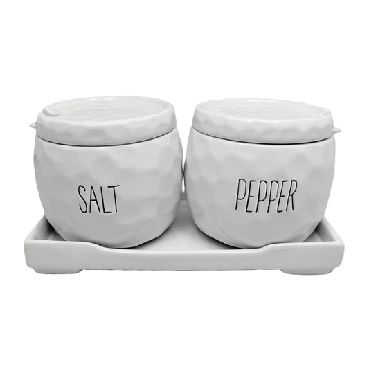 Spade White Ceramic Salt and Pepper Set