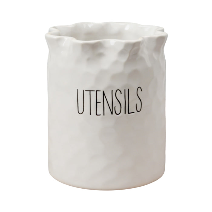 Spade White Ceramic Utensil Holder