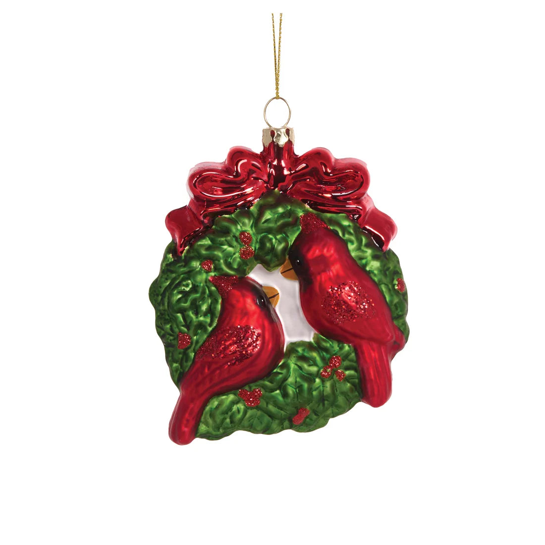 Glass Twin Cardinal Hanging Decoration