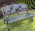 Cast Iron Bench Sunflowers
