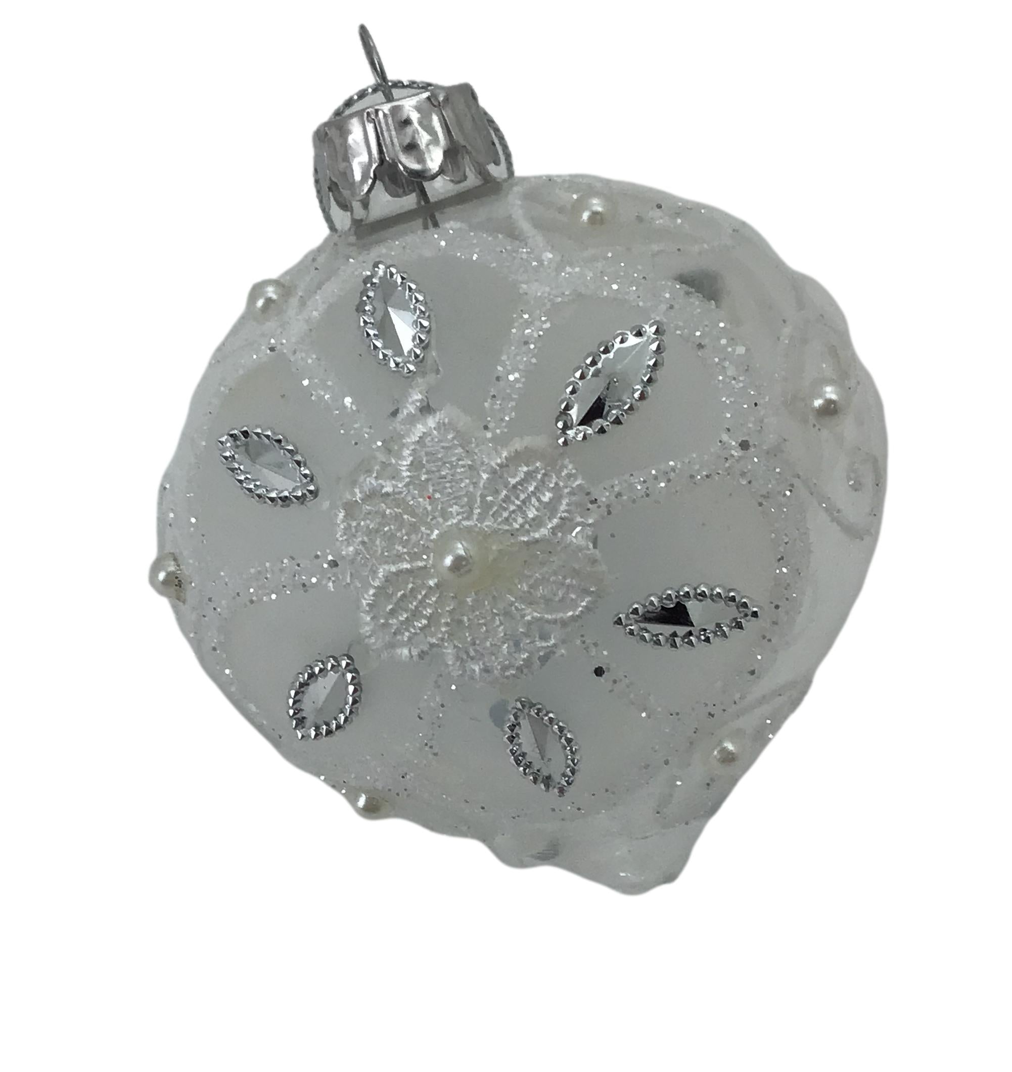 White Silver Floral Drop