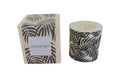 Palm Leaf 3" Pillar Wh/Char Lemon Grass