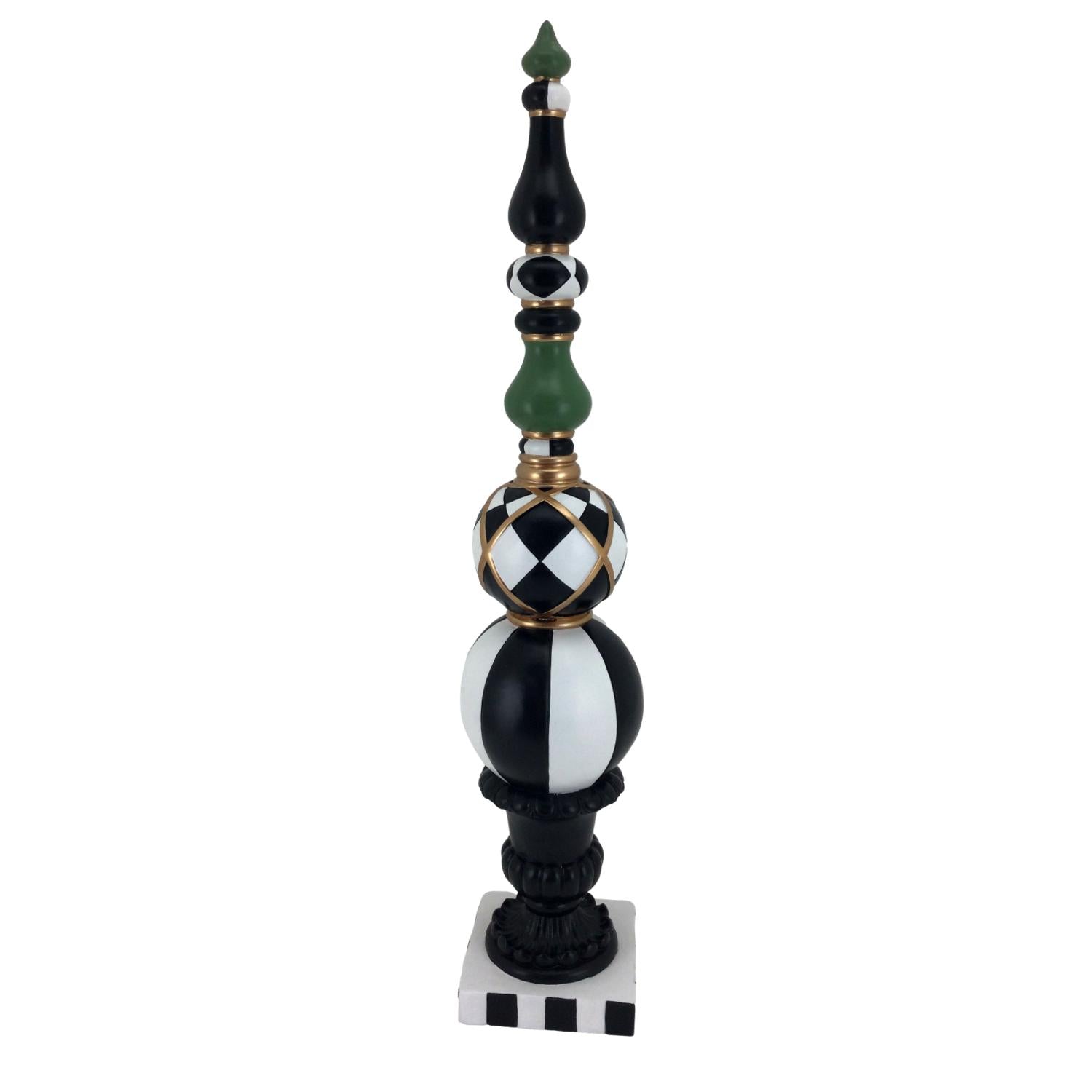 Finial Green Black White 63cm