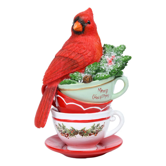 Red Cardinal Sitting on Stack