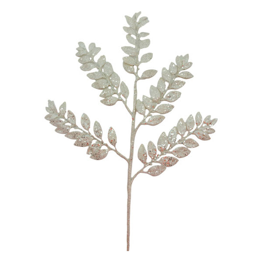 White Leaf Glitter Pick