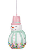 Aqua White Striped Snowman with Sprinkle