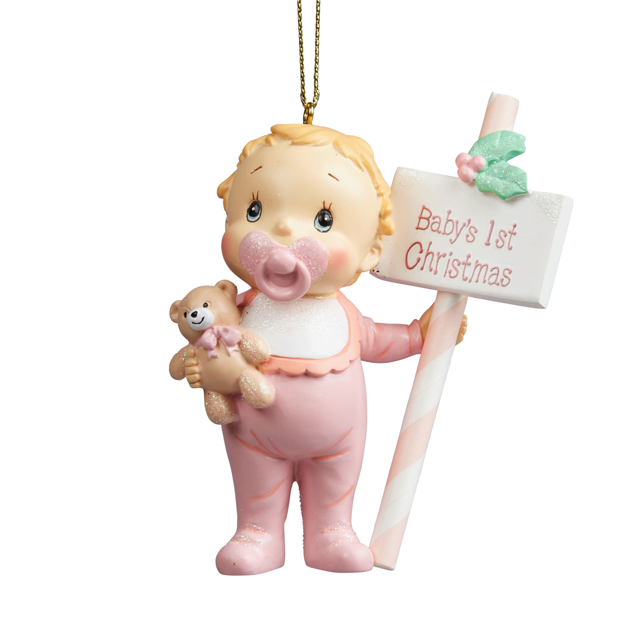 Babys 1st Christmas Pink 10cm