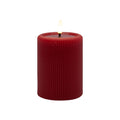 Aura Led Ribbed Candle Red Medium