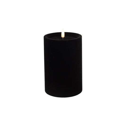 Luxe Velvet Led Candle Black Medium