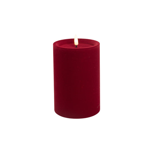 Luxe Velvet Led Candle Red Medium