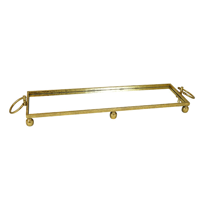 Clay Iron Gold Mirror Tray Rectangle Lge