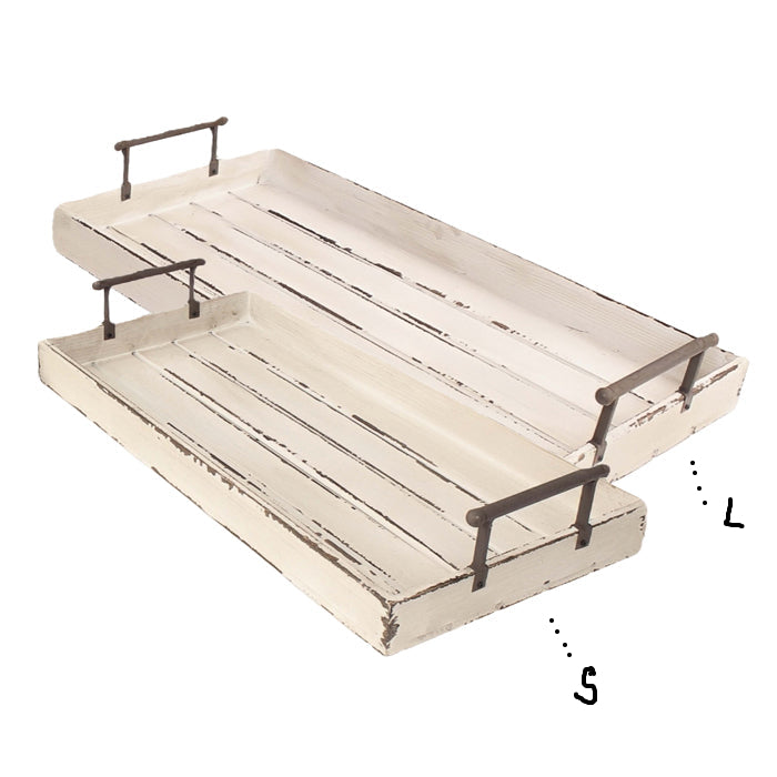 Lazette Timber Rectangle Tray Cream Small