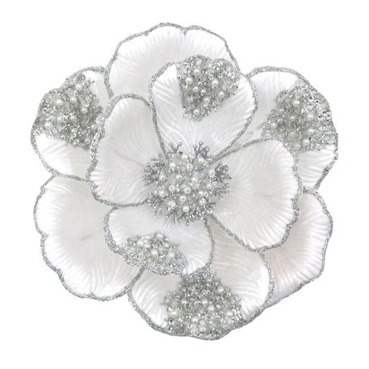 Silver Petal Beaded Magnolia