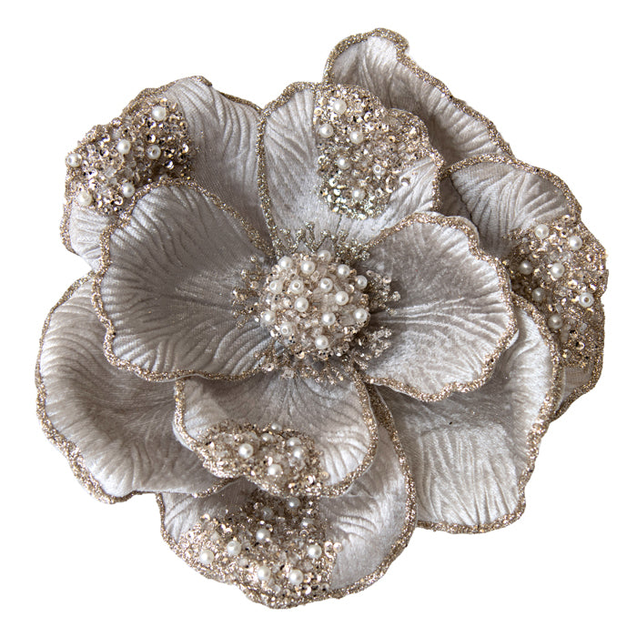 Grey Petal Beaded Magnolia