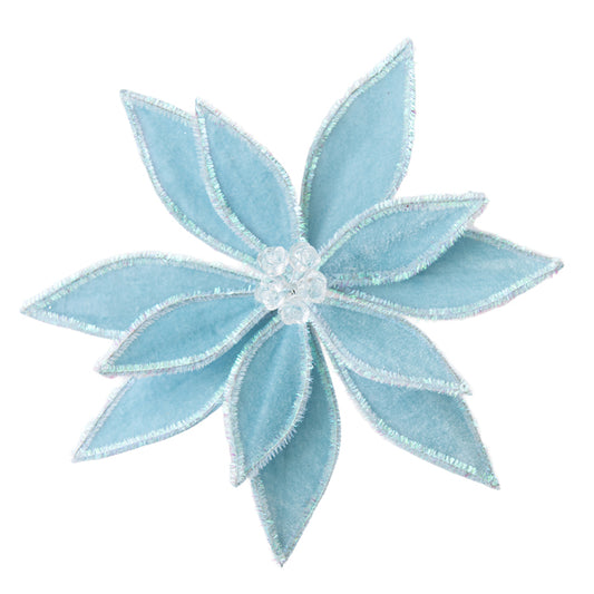 Blue Poinsettia Clip on