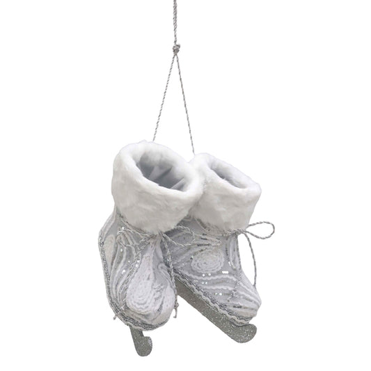 Fabric Ice Skates Silver and White