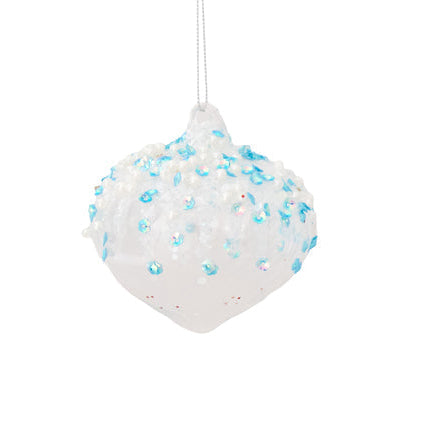Sky and White Glass Bauble Drop