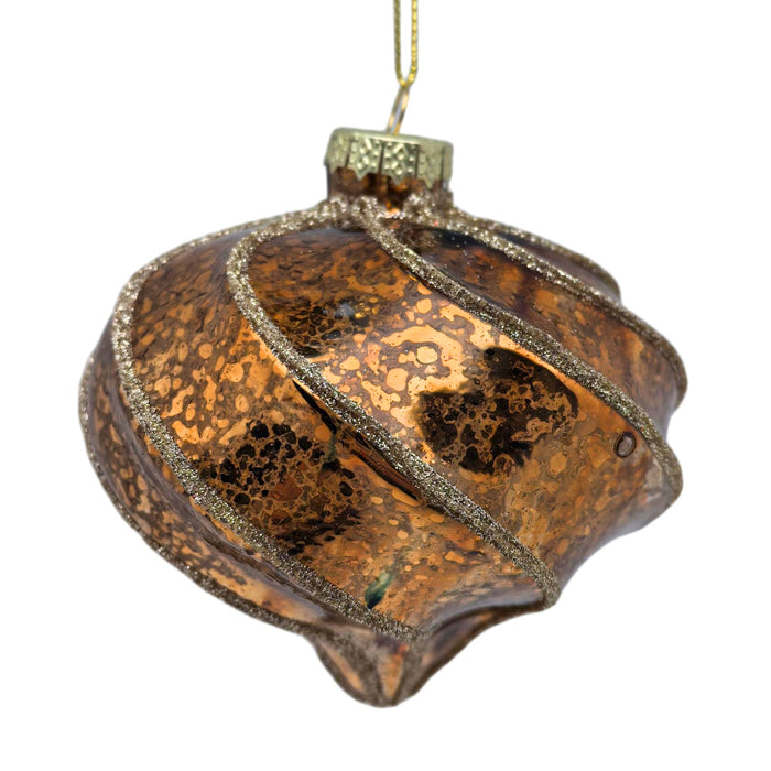 Twisted Copper Glass Onion Bauble