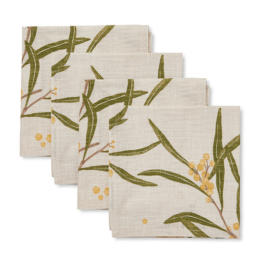 Golden Wattle Napkin Set 4