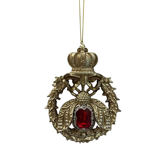 Gold Red Bee Ornament Resin