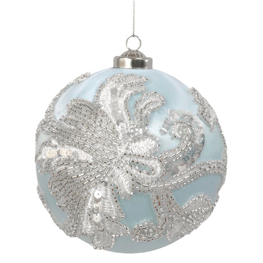 Satin Wrapped Ball Sky Pearl Bead 15cm