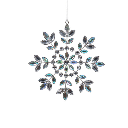Wire Jewel Silver Snowflake Decoration