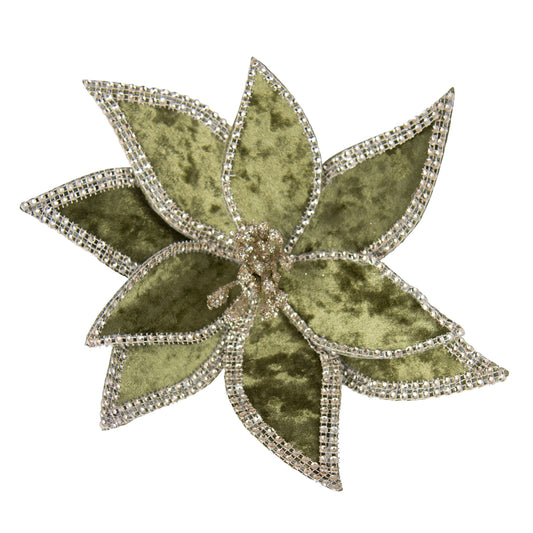 Poinsettia Sage Braid Edge Clip on