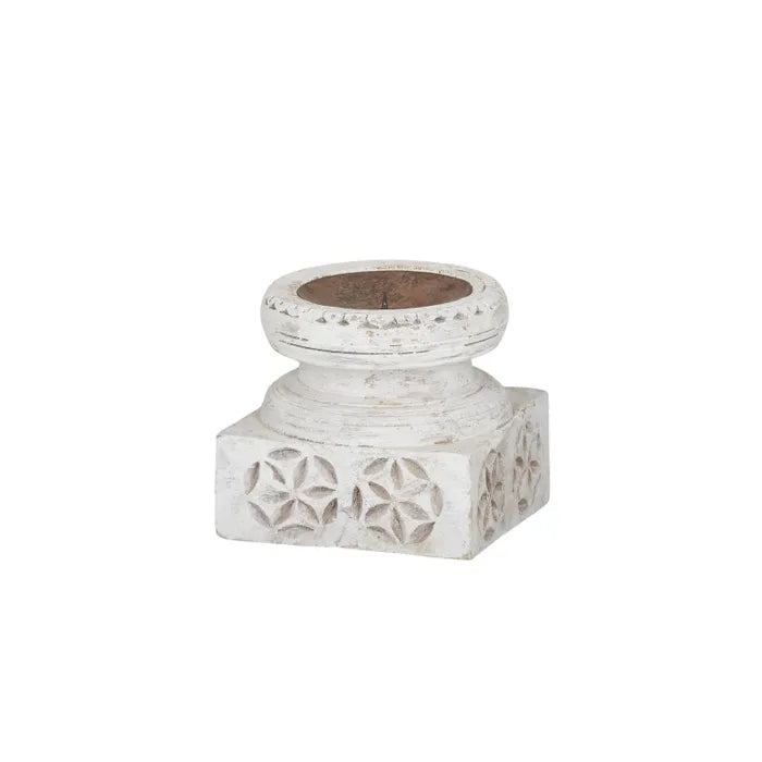 Byron Wood Candleholder White