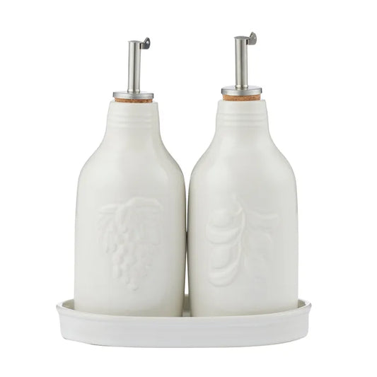 Olio/Aceto Bottles and Tray Set 2
