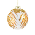 Glass Bauble Clear Bronze Leaves